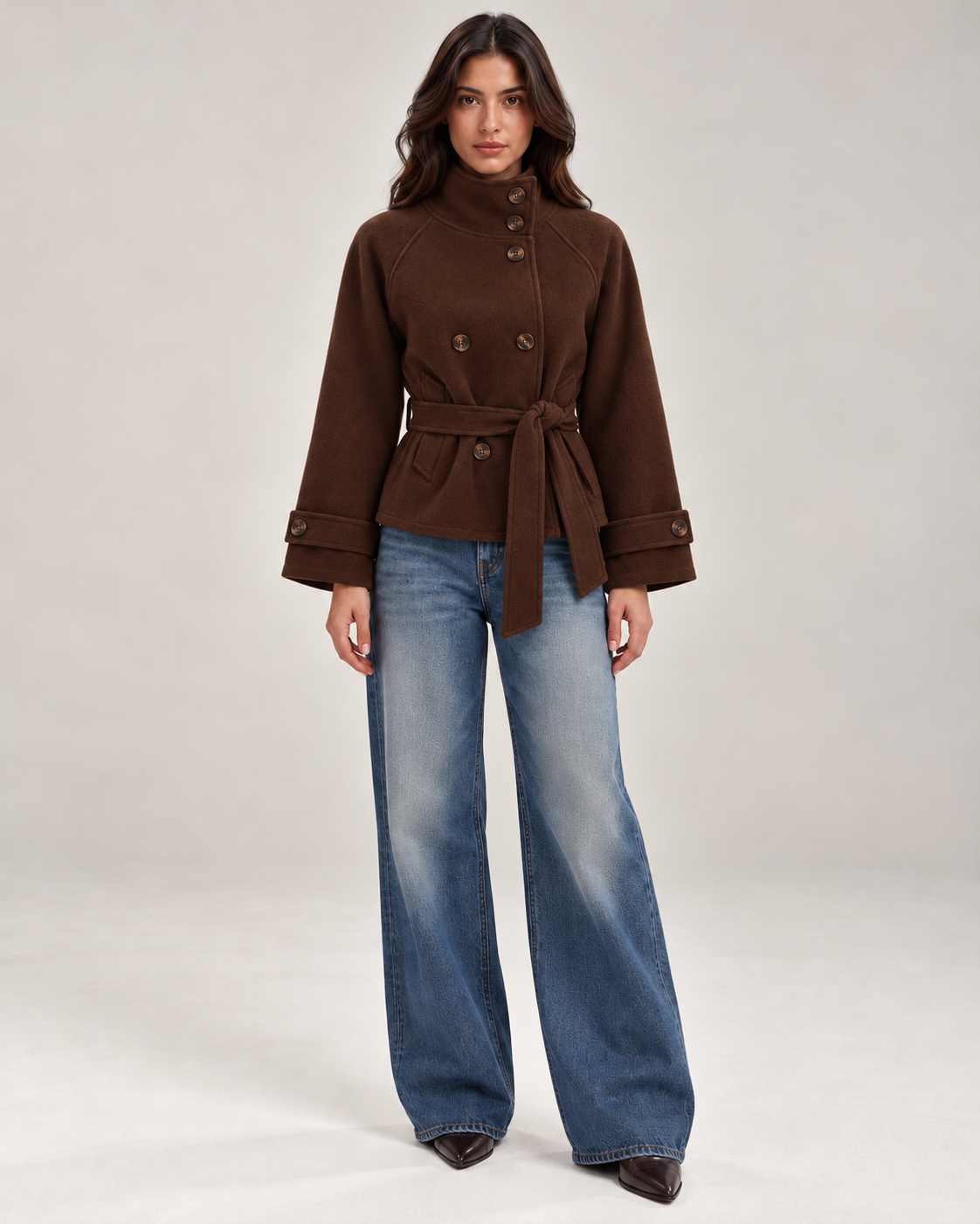 high neck cropped coat