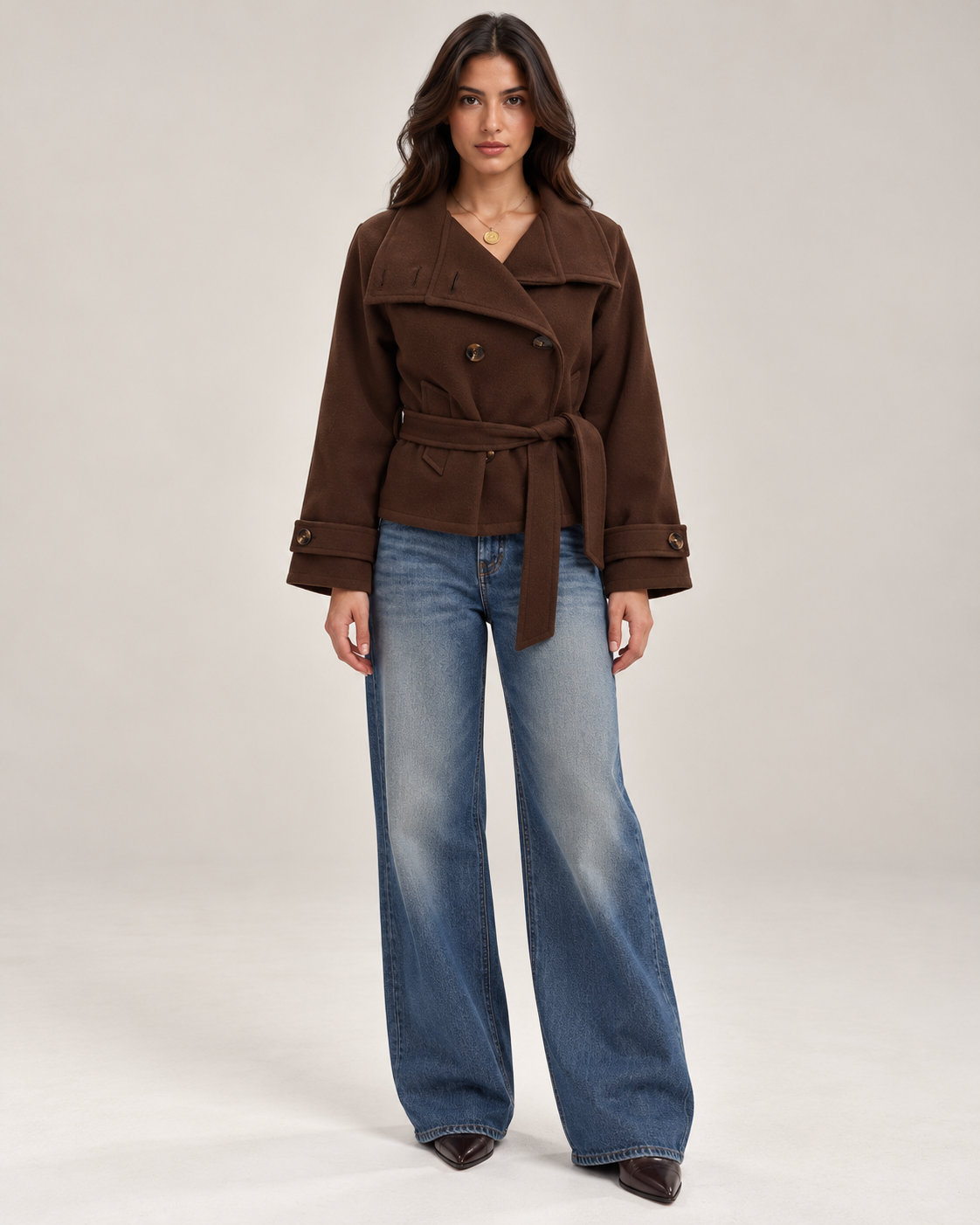 high neck cropped coat