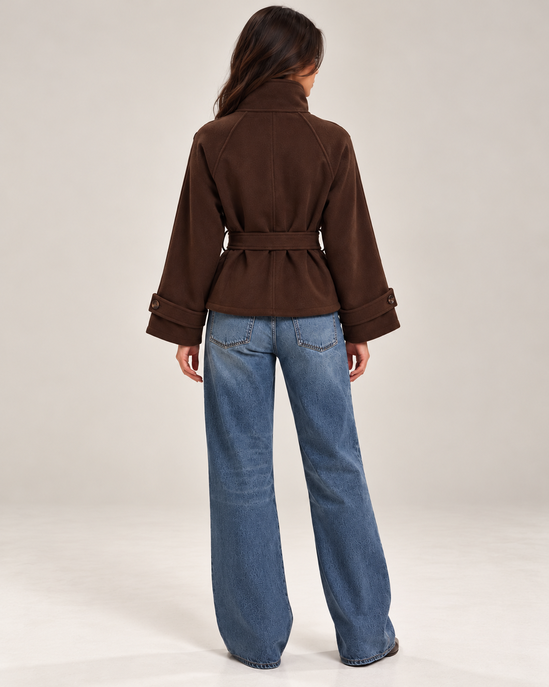 high neck cropped coat