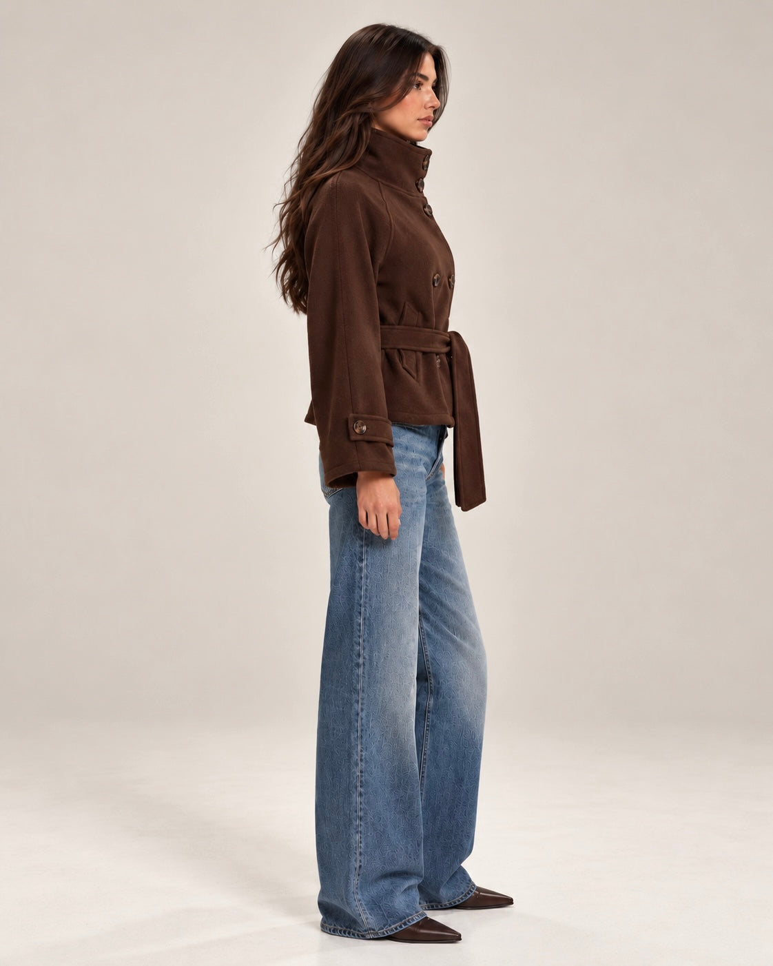 high neck cropped coat